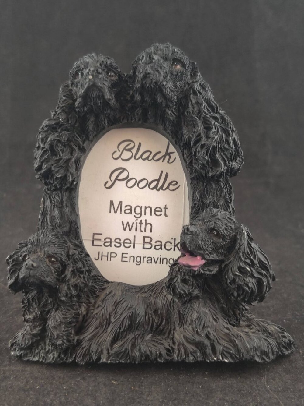 Vintage Resin Black Poodle Vertical Magnet/Frame